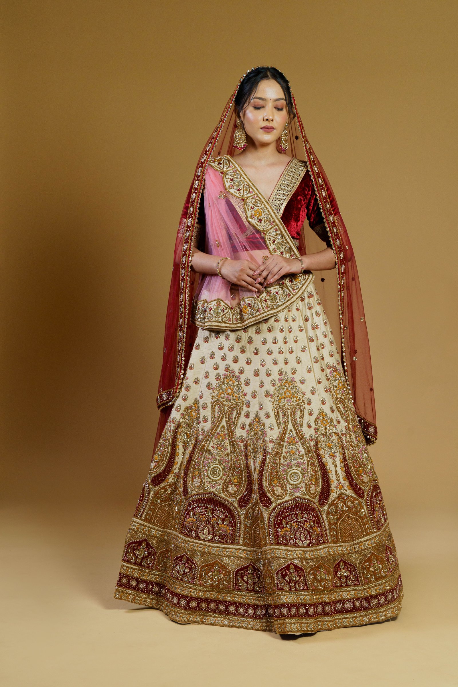 Peach Georgette Lehenga